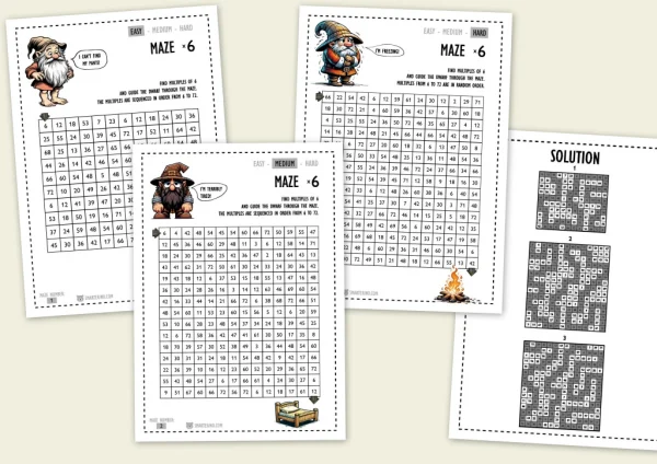 Try 3 multiplication mazes - fun math - printable downloadable for free